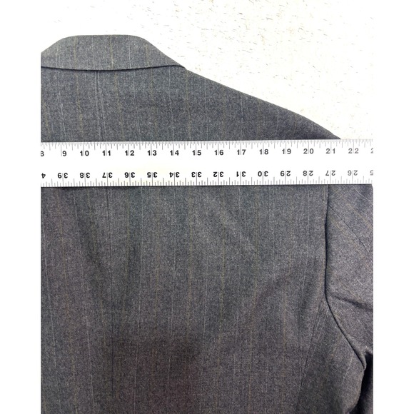 vtg USA Made 46R 40x30 Gray Tan Stipe Flannel Wool 2pc Pant Suit Pleated Cuffed - Picture 12 of 16